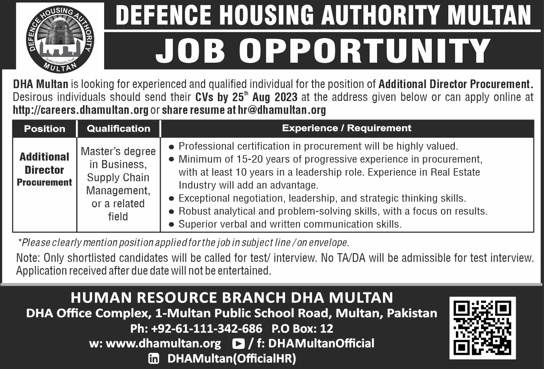 District Health Authority DHA Multan Jobs 2023
